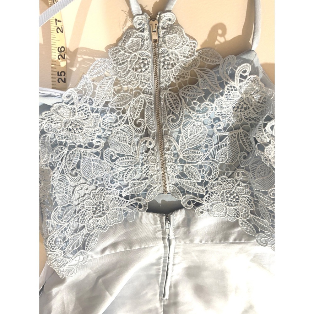 Speechless Blue Lace Back Skater Dress Juniors 1 Y2K Homecoming Coquette Pockets - Picture 9 of 12